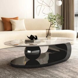 Phooldaan | Luxurious Stone Top Coffee Table with Stainless Steel Base