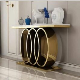 Phooldaan | Circular Base With White Marble Top Console Table