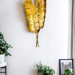Phooldan Decor | Golden Banana Leaf Designer Metal Wall Art Decor