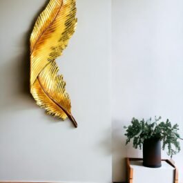 Phooldaan Decor | Golden Feather Metal Wall Art