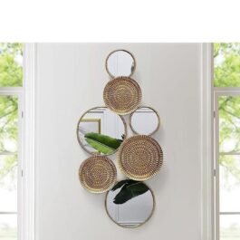 Phooldaan Decor | Platter Golden Iron Glass Decorative Mirror