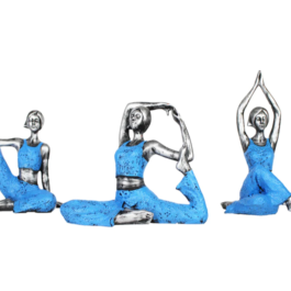 Phooldaan | Yoga Girl Statue Blue | Set of 3 (Resin)