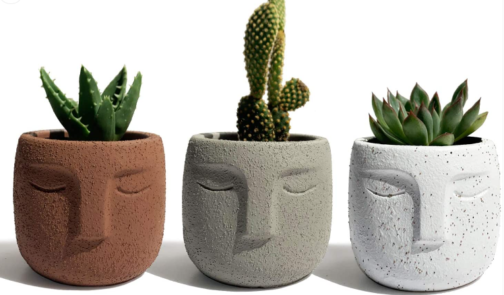 Phooldaan | Small Easter Human Head Vase Planter Pot | Multicolor | 6 inches | Set of 3 - Image 3