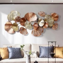 Phooldaan Decor | Luxury Rose Gold And Gold Leaves Metal Wall Decor