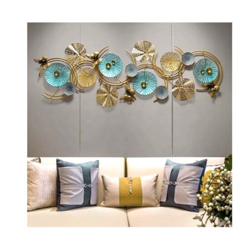 Phooldaan Decor | Metal Art Plate Golden Flower Butterfly Wall Creative Decor - Image 2