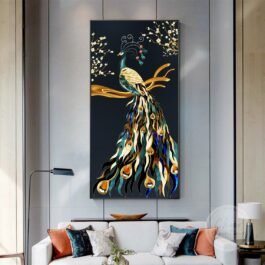 Phooldaan Decor | Light Luxury Peacock Gold Prints Abstract Wall Art