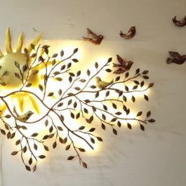 Phooldaan Decor | Metal Sun Tree Wall Decor With Birds And LED Lights