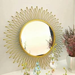 Phooldaan Decor | Golden Metal Sun Mirror Wall Decor