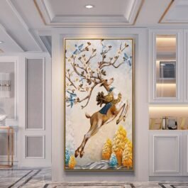 Phooldaan Decor | Lucky Deer Oil Painting on Canvas Wall Art Decor