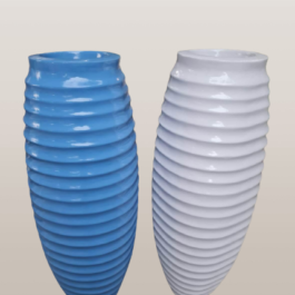 Phooldaan | Conical Fiber Pots | Ceramic | 35*9 Inches | Blue and White