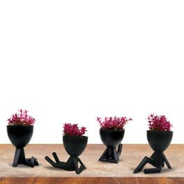 Phooldaan | Yoga Shape Planters Pot | 10 Inches | Set of 4 | Multicolor Flower Pots