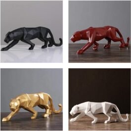 Phooldaan | Wildlife Decor Panther Sculpture | 17 Inches | Black and Golden