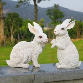 Phooldaan | Sitting and Standing White Rabbit | Set Of 2