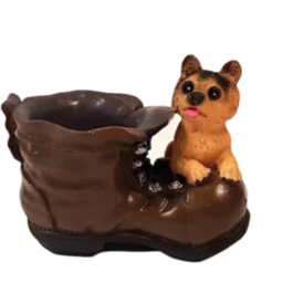 Phooldaan | Cute Pup on Shoe Flowerpot | Multicolor | Resin