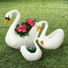 Phooldaan | White Swan Planters Pot | Set of 3