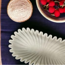 Chic Floral Edge White Marble Serving Platter