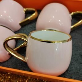 Elegant Tea Gold Cup Set: Ceramic Skylight x6