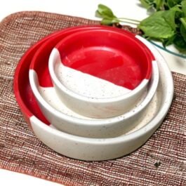 Ceramic Salad 3 Bowl Set: Dual Tones for Chic Dining