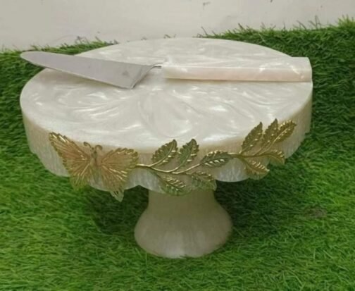 Decorative Resin Cake Stand Set  With  Spatula | Round Shape