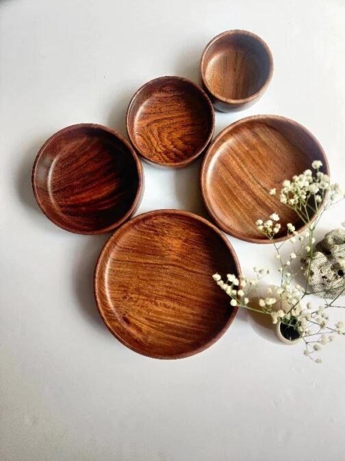 Sheesham Wood Set  of 5 Serving  plattters - Image 2