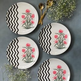 Exquisite Printed Ceramic Dessert Plates | Set of 4