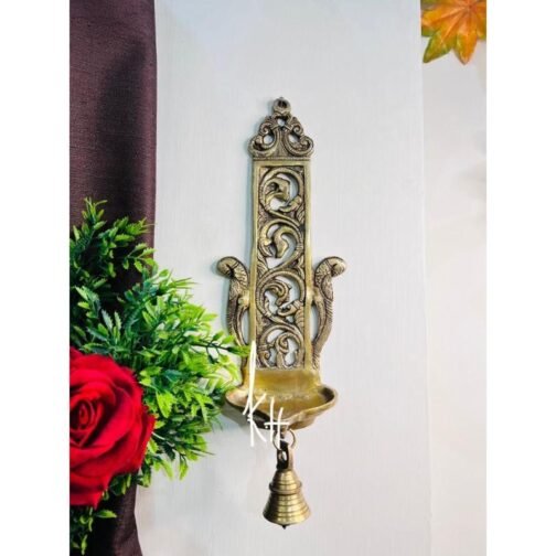 Parrot Design Brass Wall Hang Lamp/Diya - Image 2