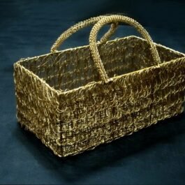 Stunning Gold Metal Wired Basket |14×8 inches