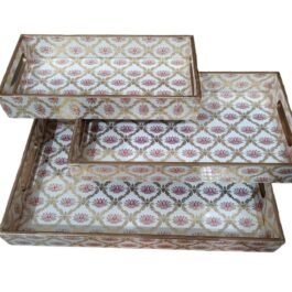 Wooden Rectangular Decorative Serving  Tray | Set of 3