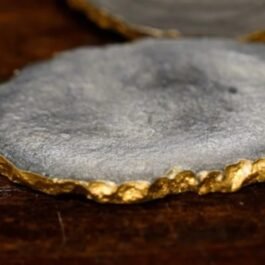 Resin Circular Coasters With Gold Plated  Edges | Set of 6