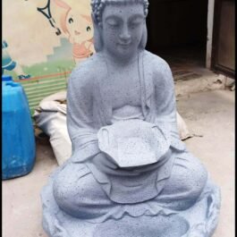 Meditating Buddha Figure on Lotus Granite Stone
