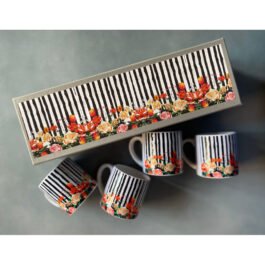 Modern Printed Tea Cups and Tray Combo