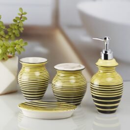 Stylish Ceramic Bath Set | Liquid Handwash & Toothbrush Holder