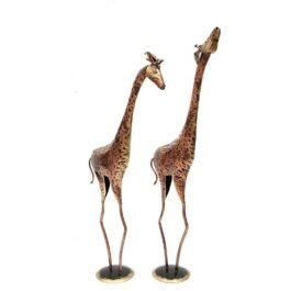 Metal Giraffe Figurine Set for Stylish Decor