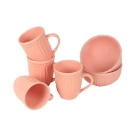 Stylish Stackable Pink Cup & Bowl Set