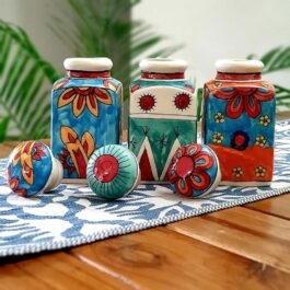 Hand Painted Spice Jars on Stand: Home Accent