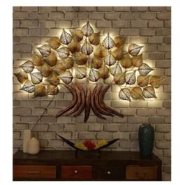 Elevate Home Decor with White Golden Leaves & Lamp; LED