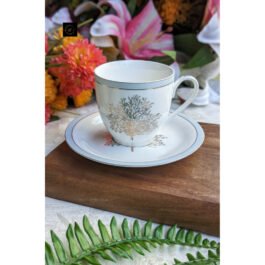 Elegant White Porcelain Cups and Saucers | Set of 6