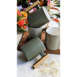 Enhance Your Coffee Experience with a Wood Handle Ceramic Mug | Set of 4