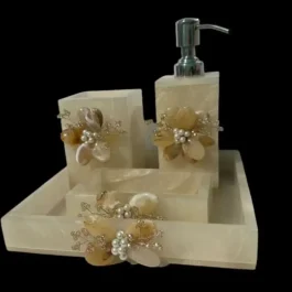 Luxe Marble Bathroom Set with Brooch – Elegant Addition