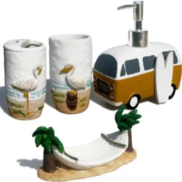 Luxury Resin Kids 4 Piece Bathroom Set – Colorful Beach Collection