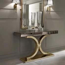 Mirrored Glass & Gold Console Table