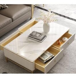 White Marble Center Table: Storage Solutions