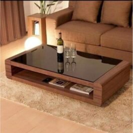 Wooden Center Table with Glass Top