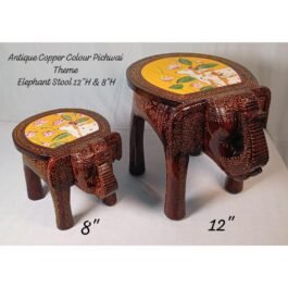 Wooden Elephant Stool: Unique Showpiece Decor