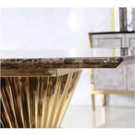 Dining Table with Marble Top & Stainless Steel Pedestal Rectangle