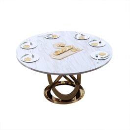 White Marble Round Table and Chair Set