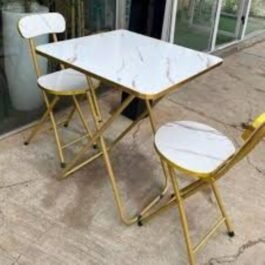 White Marble 2-Seat Table & Chair Set for Cafe