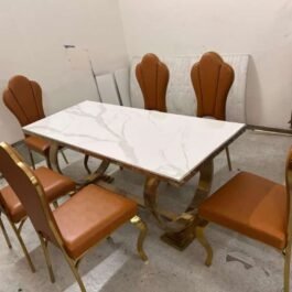 6-Seater Gold Finish Dinning Table