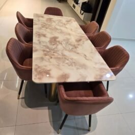 8-Seater White Marble Dining Table