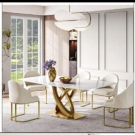 White Marble 6 Seat Dining Table – Hotel Elegance
